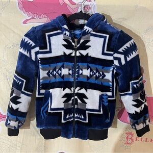 Kids Blue Geometric Pattern Hoodie